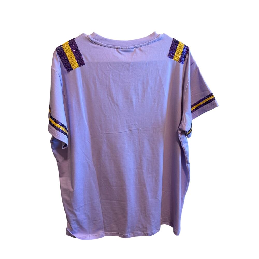 Callin Baton Rouge LSU Tiger Sequin Patch T Shirt Purple Women’s 2X XXL Game Day - Picture 6 of 7
